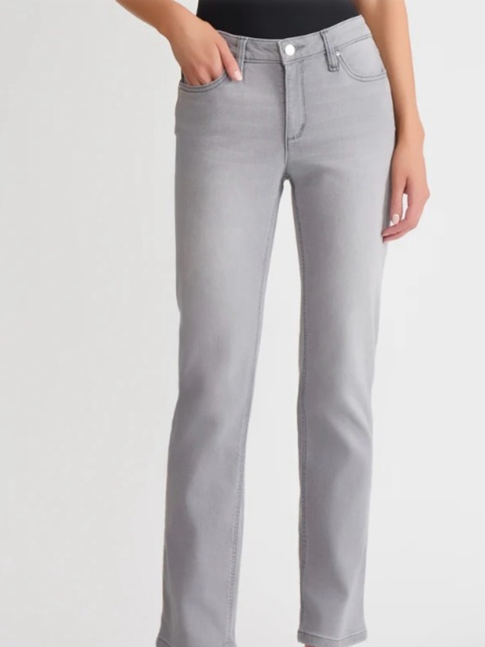 Jones New York Signature Womens Lexington Light Gray Slim Straight Jeans​​